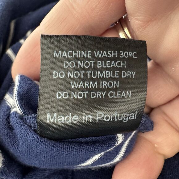 Todd Snyder Polo Shirt Mens Medium Navy Blue White Stripes Button Collar Preppy - Picture 6 of 6